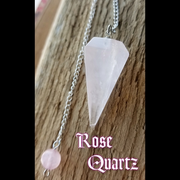 💖 Rose Quartz Faceted Stone Pendulum Crystal - Picture 3 of 11